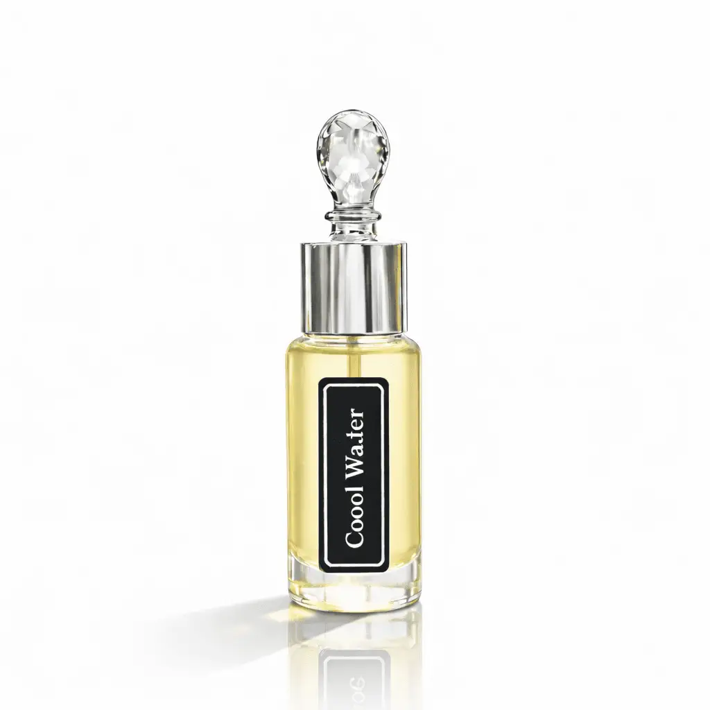 Oceanic Blue by Saadour - Blue glass attar bottle, impression of Davidoff Cool Water perfume oil for men.